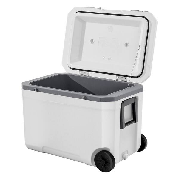 Sudzendf 45 qt. Portable Cooler in White wirh Cup Holder, 64 Can