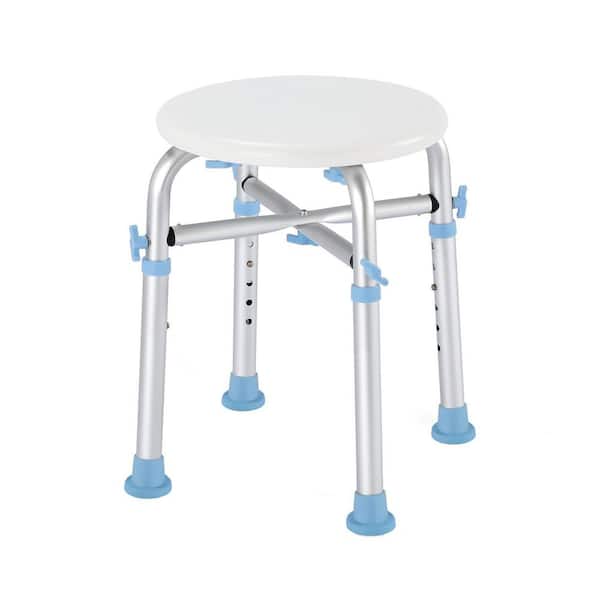 Adjustable 13 in. W Shower Stool Chair 500 lb. Capacity Non-Slip Height Settings Aluminum Bath Seat Indoor Use