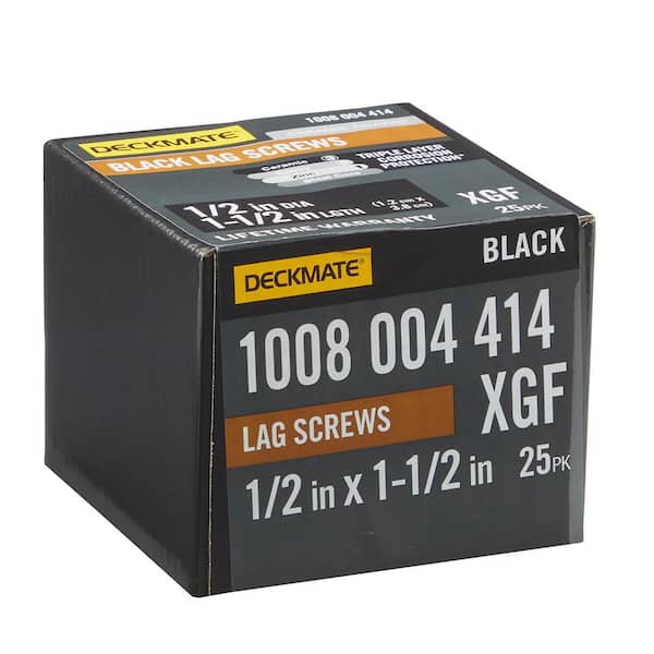 DECKMATE 1/2 in. x 1-1/2 in. Black Exterior Hex Head Lag Screw (25-Pack)