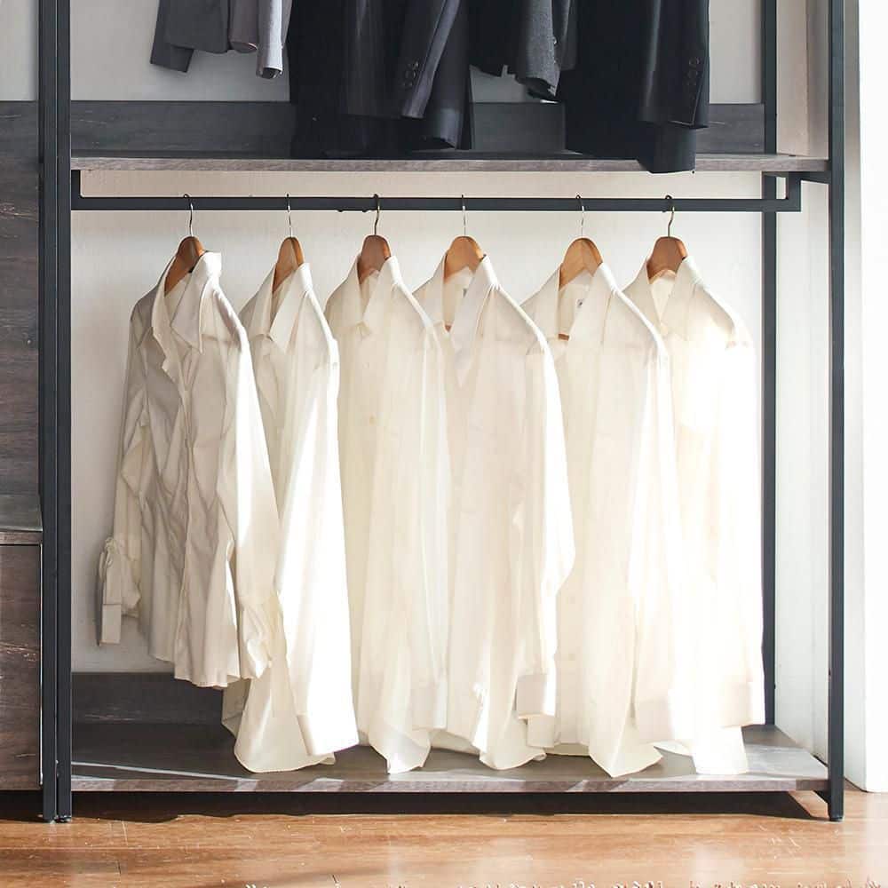 Monica Rustic Gray Wood Walk-In Closet System with Drawer