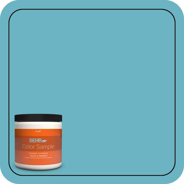 BEHR PREMIUM PLUS 8 oz. #530D-5 Riverside Blue Flat Interior/Exterior Paint & Primer Color Sample
