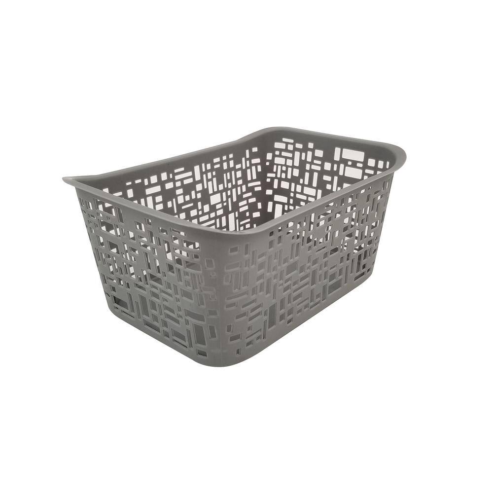 HOMZ Medium 6 Qt. Geometric Decorative Storage Tote in Gray (12Pack