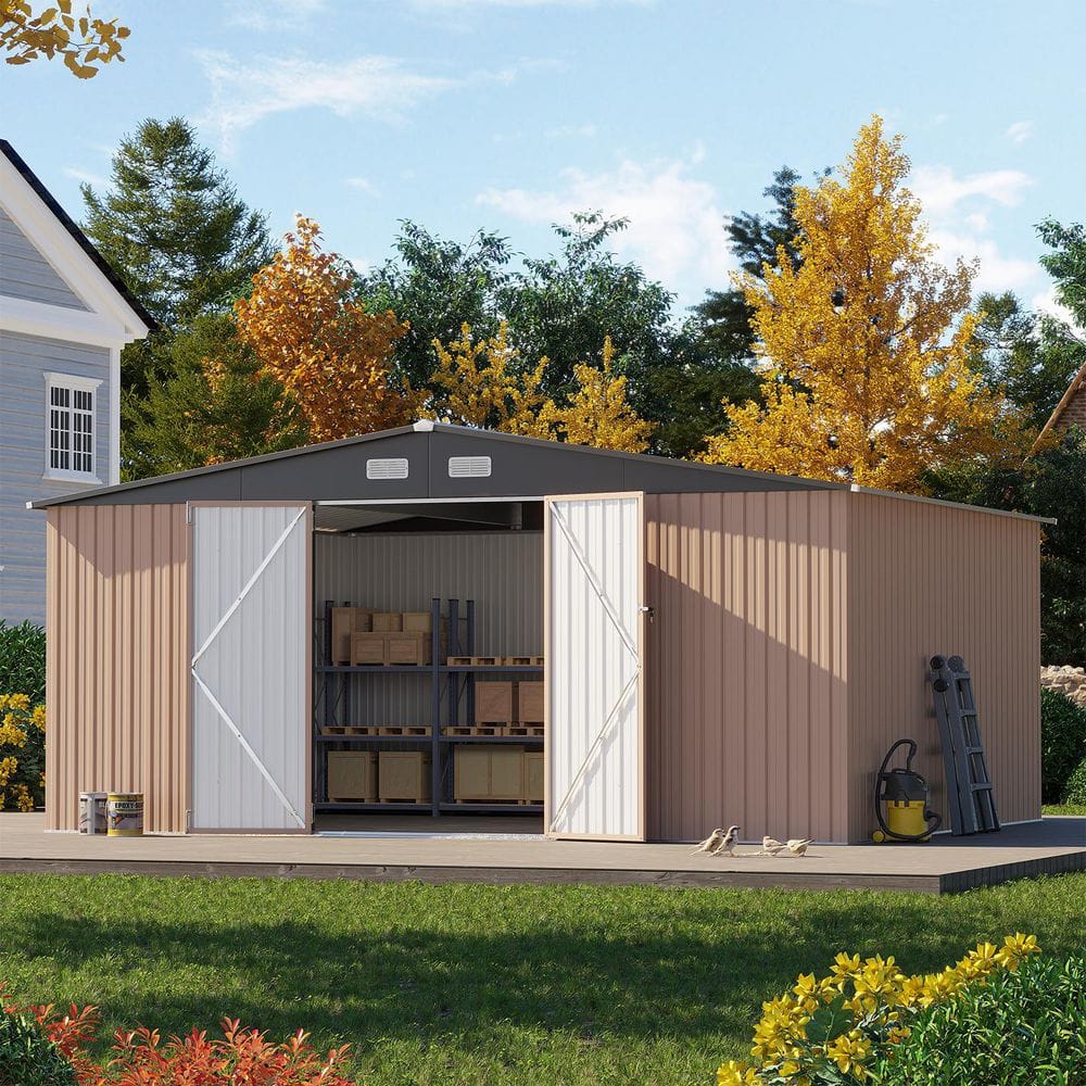Sizzim Large Storage Shed 14 ft. W x 12 ft. D Metal Shed with Door