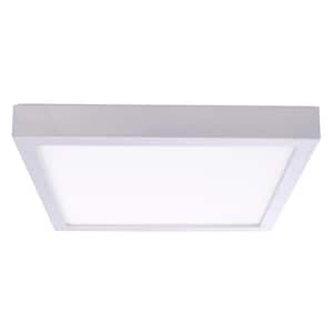 9 in. White Square Flush Mount Ceiling Light with Plastic Shade, Dimmable 2700K Warm White Light Bulb Included 1-Pack