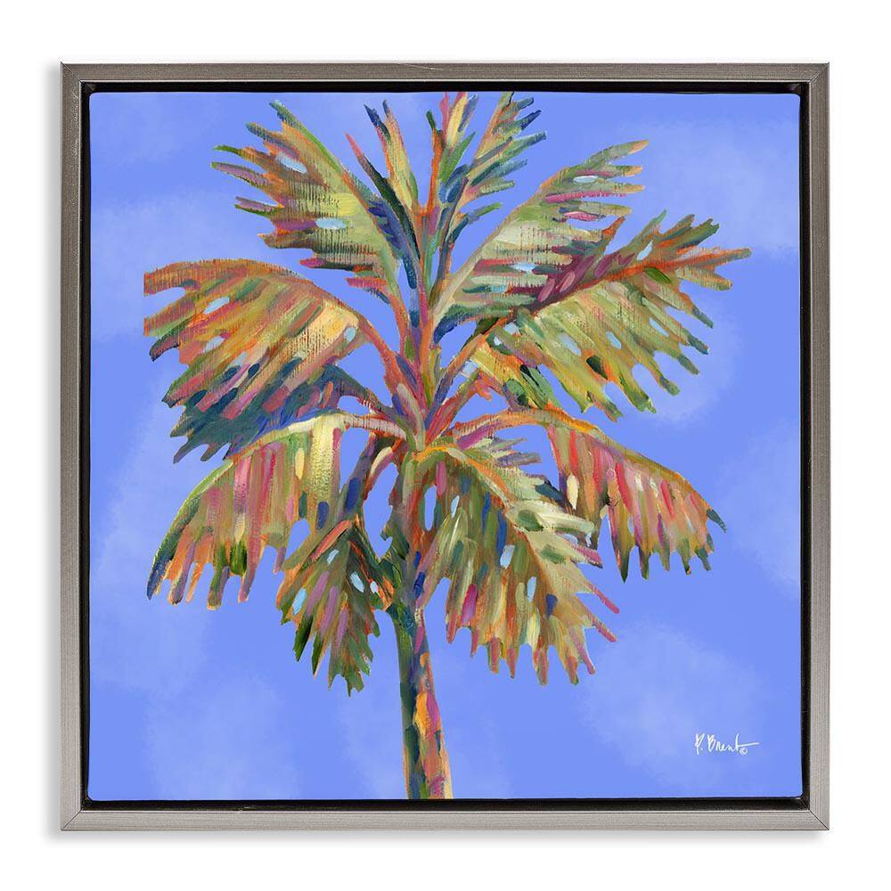Tropical Bondi Palm by Paul Brent Gray Floater Frame Nature Graphic Art Print 18 in. x 18 in. price history on PriceWatchPro