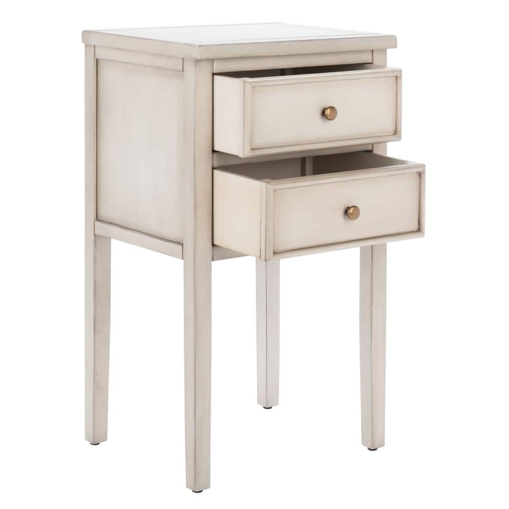 White Lacquered Ash and Elm 2-Drawer Accent Table