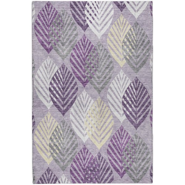 Dream Shag Premium Machine Washable Abstract ADS744 Purple 5 ft. x 7 ft. 6 in. Area Rug