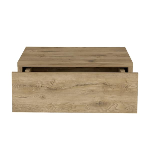 Unbranded New 15.7 in. W x 13.4 in. D Modern Floating Wall-Mounted Pine Decorative Wall Beige Shelf with Drawer