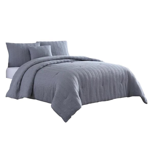 THE URBAN PORT Alice 4- Piece Gray Solid Print Microfiber King Comforter Set