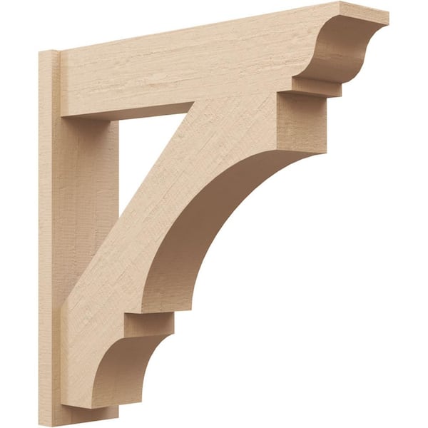 Ekena Millwork 8 in. x 34 in. x 34 in. Balboa Traditional Rough Cedar Woodgrain Timberthane Polyurethane Outlooker, Primed Tan