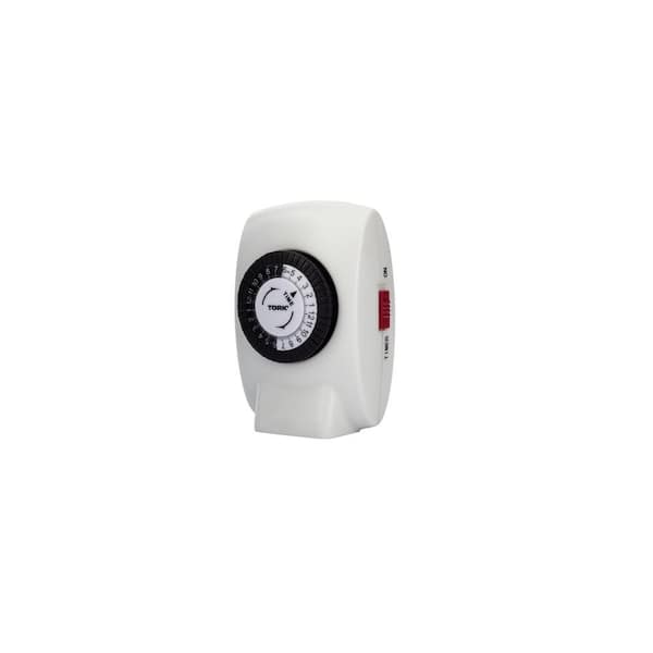 TORK 15 Amp 24-Hour Powerful Compact Dial Plug-In Timer with 1-Polarized Outlet (2-Pack)