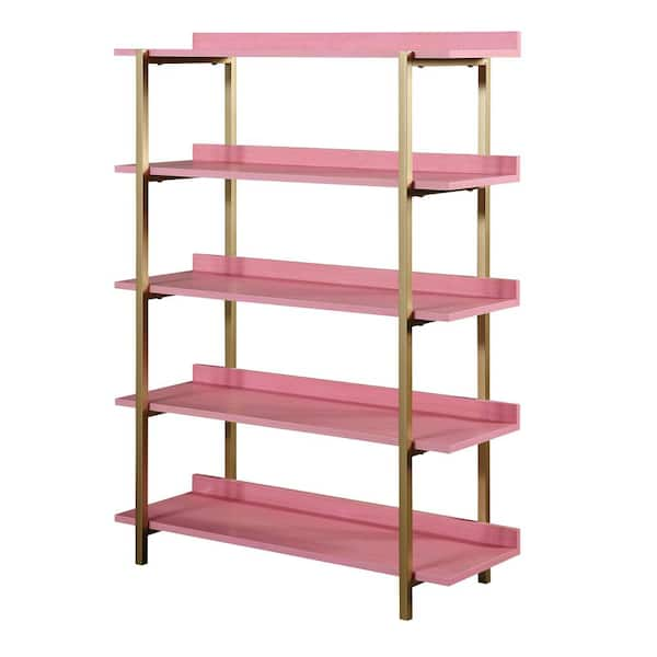 Furniture of America Genesis 57 in. Antique Pink 5-Shelf Contemporary ...