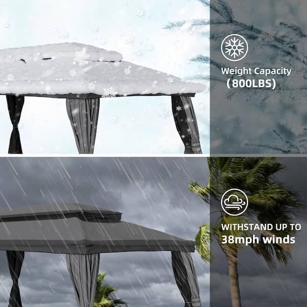 Esunny 20 ft. x 10 ft. Gray Outdoor Patio Steel Frame Soft Top