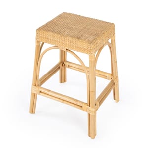 Robias 24.5 in. Natural Backless Rectangular Rattan Counter Stool (Qty 1)