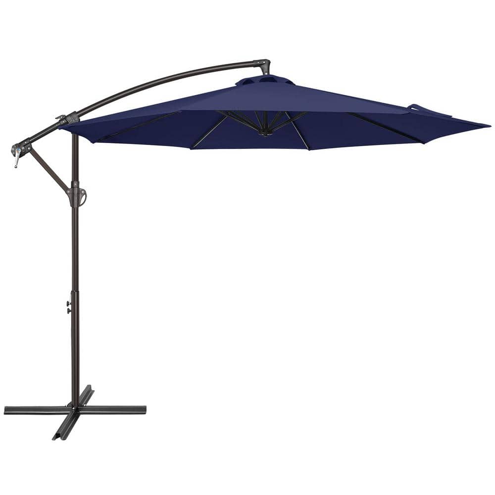 10 ft. Steel Cantilever Patio Umbrella in Dark Blue