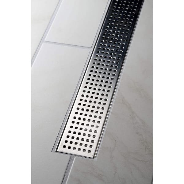 Designline 36 in. Stainless Steel Linear Shower Drain with Square Pattern  Drain Cover