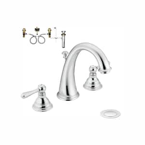 Kingsley 8 in. Widespread 2-Handle High-Arc Bathroom Faucet Trim Kit in Polished Chrome (Valve Included)