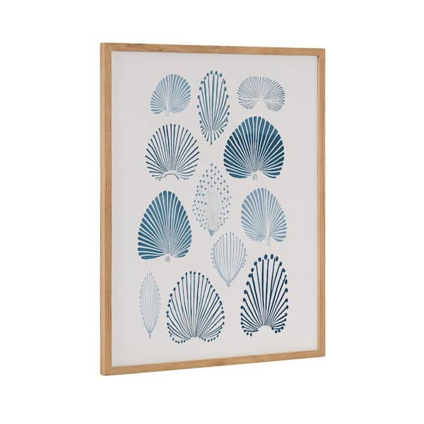 Kate and Laurel Gallery Abstract Coastal Blue Coral by the Creative Bunch Studio Natural Framed Art Print 16 in. x 20 in.