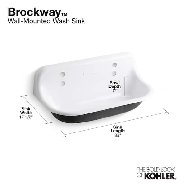KOHLER - Brockway 36 in. Cast Iron Wall Mount Utility, Service, Laundry Sink in White