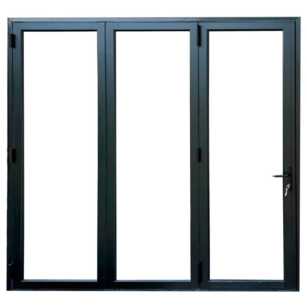 TEZA DOORS Teza 90 Series 96 in. x 96 in. Matte Black Right to Left ...