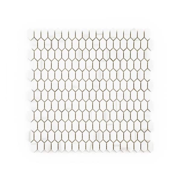 Jeffrey Court Serenity Dolomite 11.125 in. x 11.875 in. Elongated Hex Matte White/Grey Glass Mosaic Wall/Floor Tile (0.917 SF/Each)