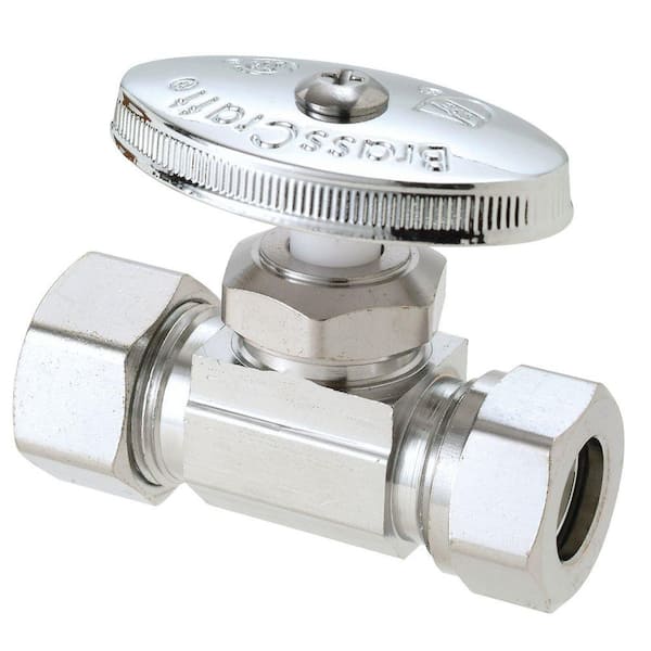 BrassCraft 1/2 in. Compression Inlet x 7/16 in. and 1/2 in. Slip Joint Outlet Multi-Turn Straight Valve