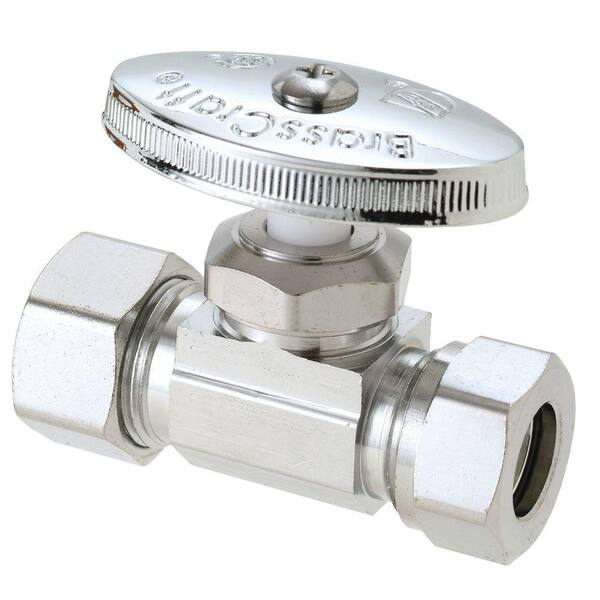 BrassCraft 1/2 in. Nominal Compression Inlet x 7/16 in. and 1/2 in. O.D. Slip Joint Outlet Brass Multi-Turn Straight Valve (5-Pack)
