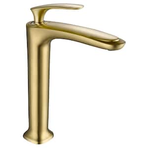 Brianna 11 in. Single-Handle Single-Hole Vessel Bathroom Faucet in Brushed Gold