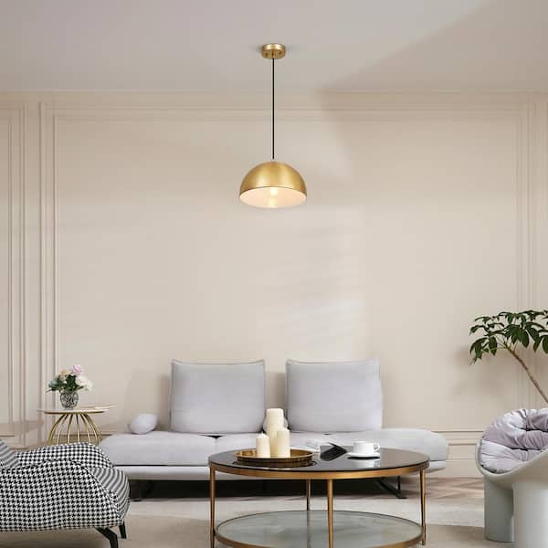Hazel 1-Light Matte Brass Shaded Pendant Light