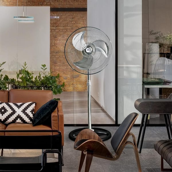 18 in. High Velocity Industrial Pedestal Fan in Black with 3 Speed Control