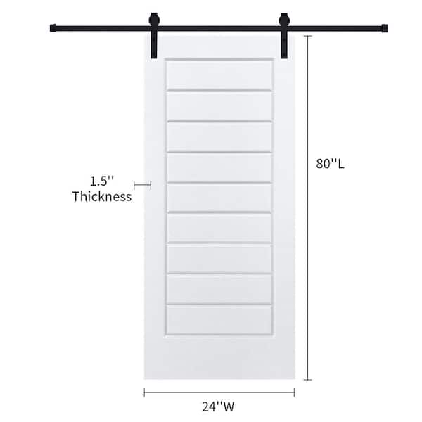 AIOPOP HOME Modern Eight Panel 24 in. x 80 in. MDF White Barn Sliding Door With Hardware kit