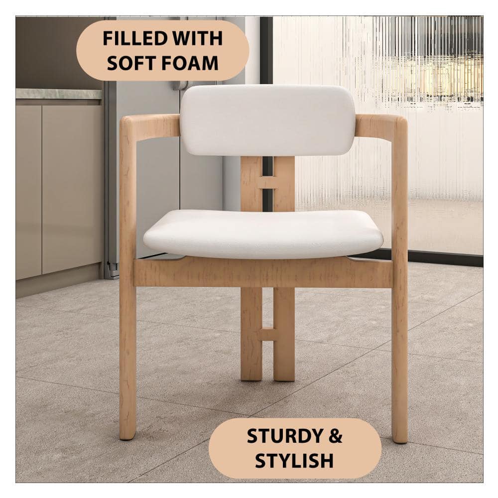 Wooden dining chair with feature highlights in a modern interior.