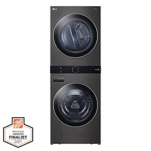 27 in. WashTower Laundry Center with 4.5 cu. ft. Front Load Washer & 7.4 cu. ft. Electric Dryer with Steam, Black Steel