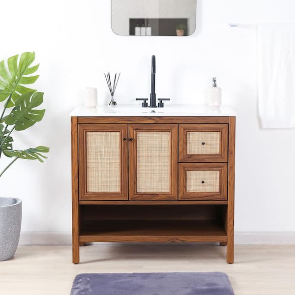 JONATHAN Y Jasper 36 in. W x 18 in. D x 33 in. H Rattan Modern