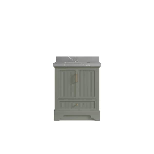 Willow Collections Alys 30 in. W x 22 in. D x 36 in. H Single Sink Bath Vanity Center in Evergreen with 2 in. Piatra Quartz Top