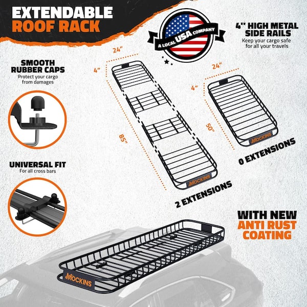Mockins 85 in. x 24 in. x 4 in. Narrow Roof Rack Basket with 20 Cu