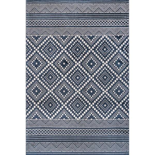 nuLOOM Phyllis Machine Washable Diamond Trellis Blue 5 ft. x 8 ft