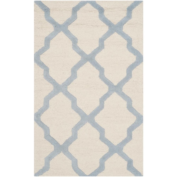 SAFAVIEH Cambridge Ivory/Light Blue Doormat 3 ft. x 5 ft. Geometric Area Rug
