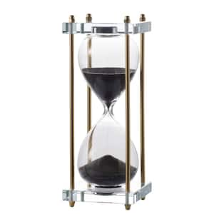 Modern Chic, Hourglass - Brass Finish with Black Sand and Crystal Accent