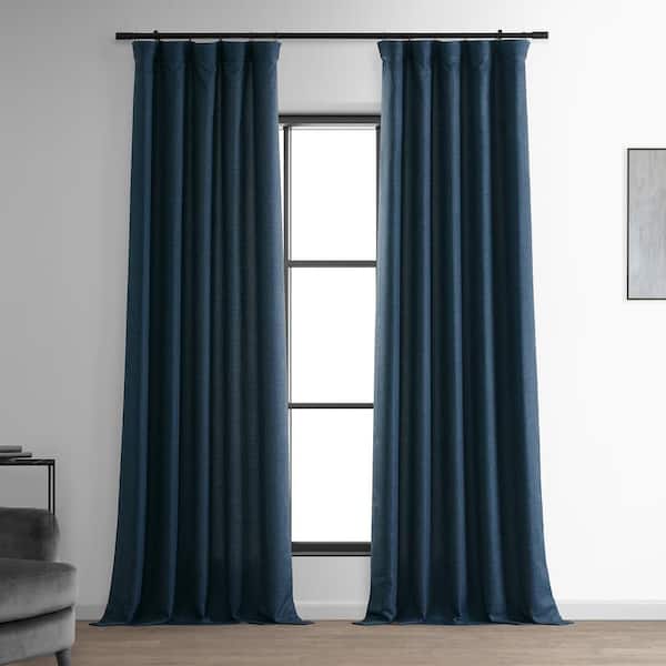 Exclusive Fabrics & Furnishings Sergeants Blue Solid Rod Pocket Room Darkening Curtain - 50 in. W x 96 in. L (1 Panel)