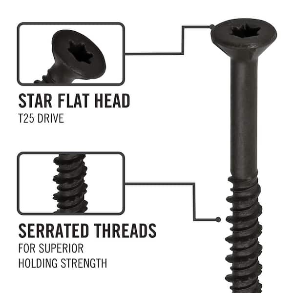 3/16 in. x 2-3/4 in. Star Flat-Head Concrete Screw Anchors Black (40-Piece)