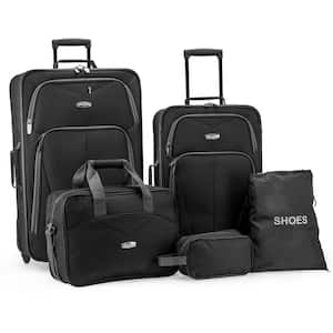 5-Piece Black Softside Lightweight Rolling Luggage Set