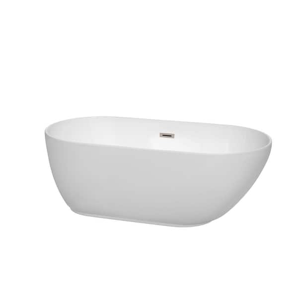 Wyndham Collection Melissa 5 ft. Center Drain Soaking Tub in White