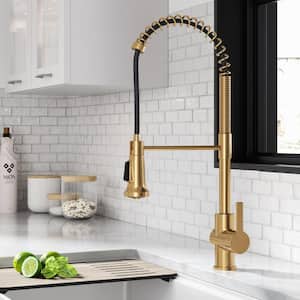 Britt Single Handle Pull Down Sprayer Kitchen Faucet in Brushed Brass