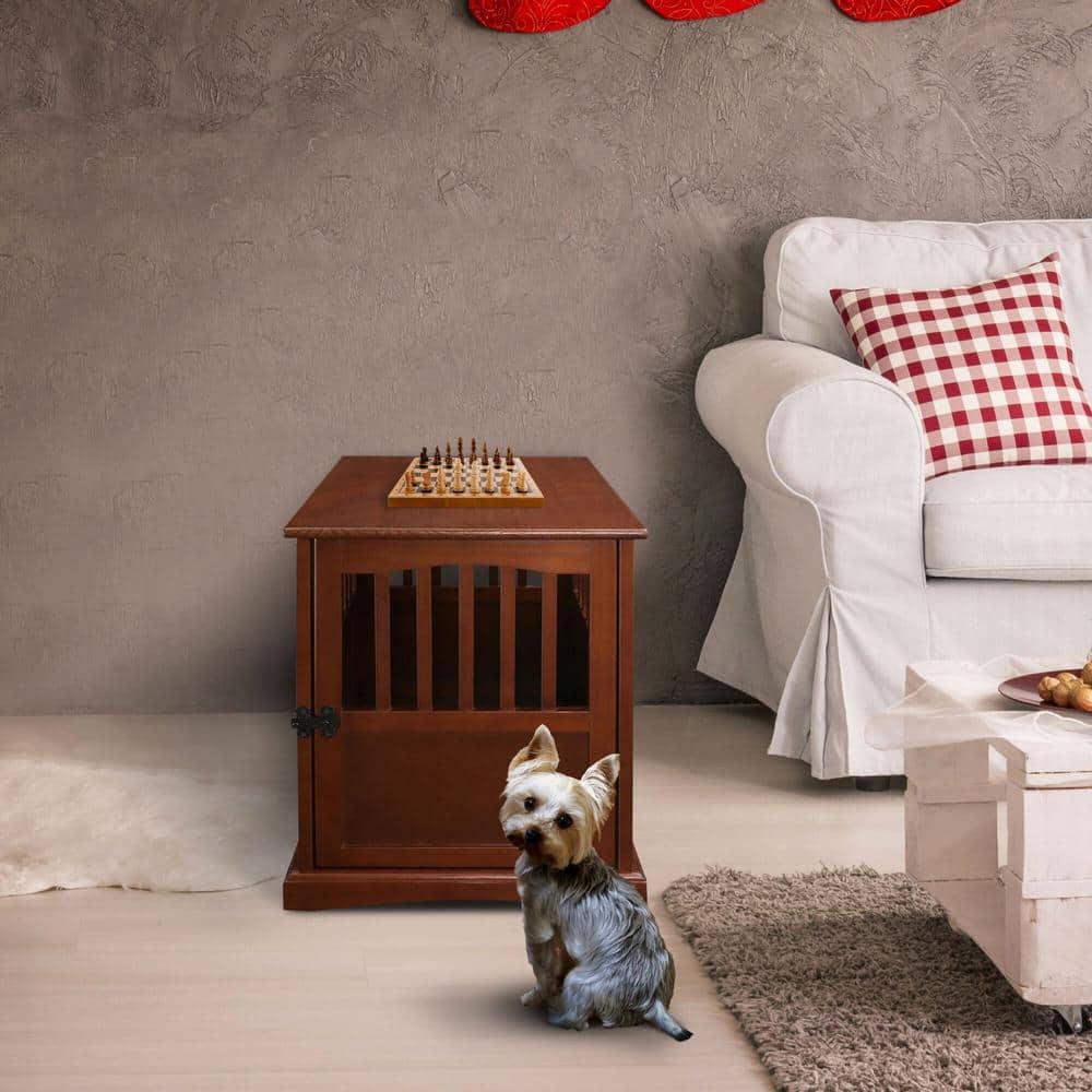 Walnut Solid Wood Pet Crate End Table