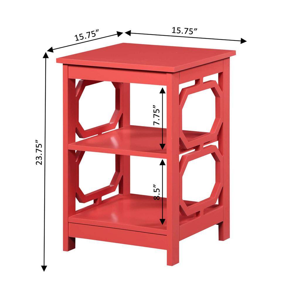 Coral Contemporary Omega End Table with Geometric Cut-Outs