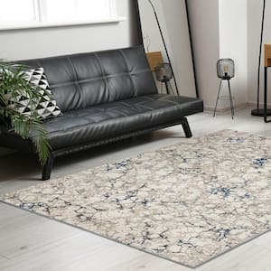 Blue 8 ft. x 10 ft. Livigno 1240 Transitional Marbled Area Rug