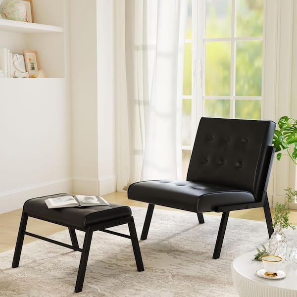 Mieres Mid Century Style Black Faux