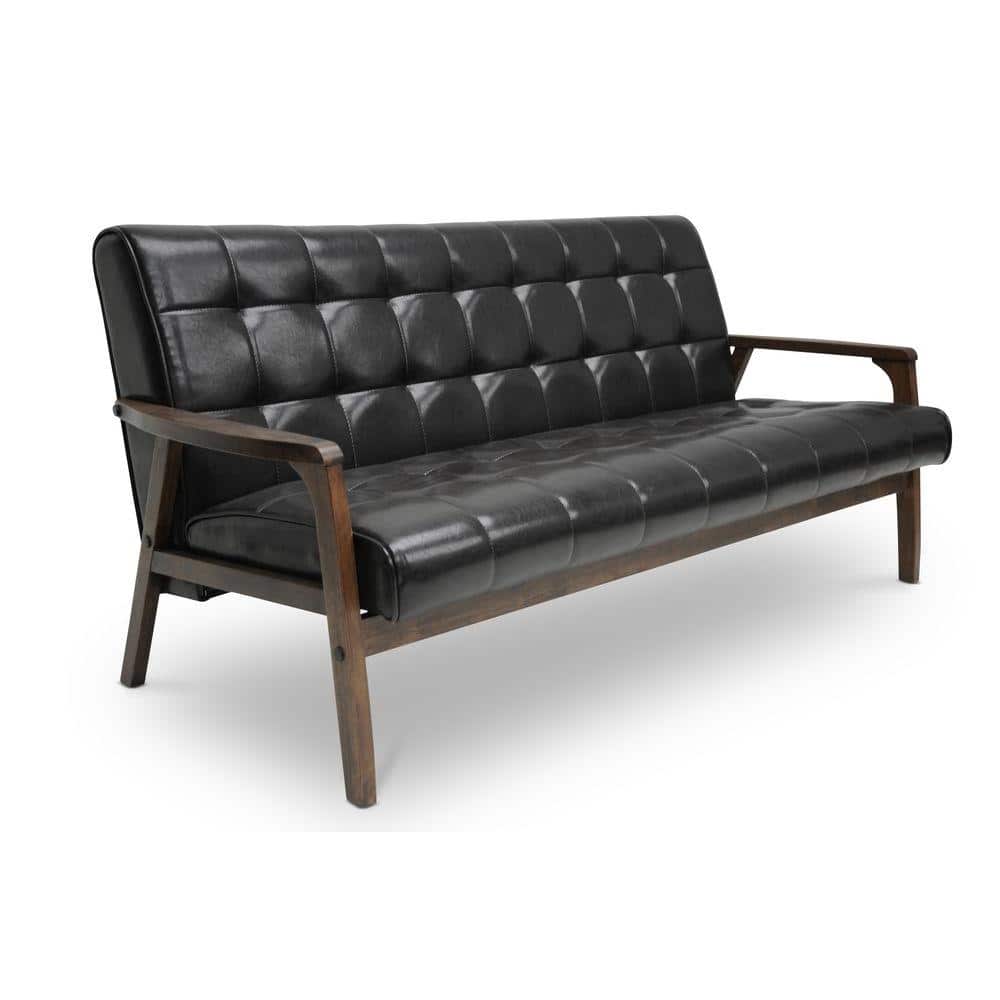 Mid-Century Masterpiece Brown Faux Leather Loveseat