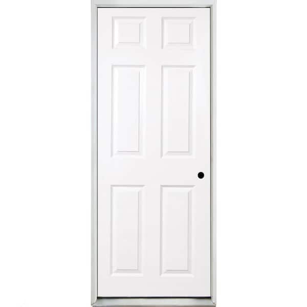 36 in. x 80 in. 6-Panel LHIS Primed Composite 20Min Fire-Rated House-to-Garage Single Prehung Interior Door w/Nkl Hinge